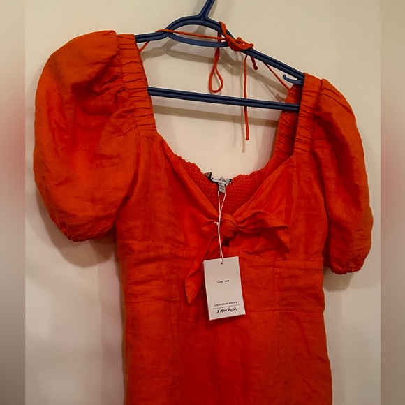 Bow Detail Linen Mini Dress NEW - Picture 4 of 8